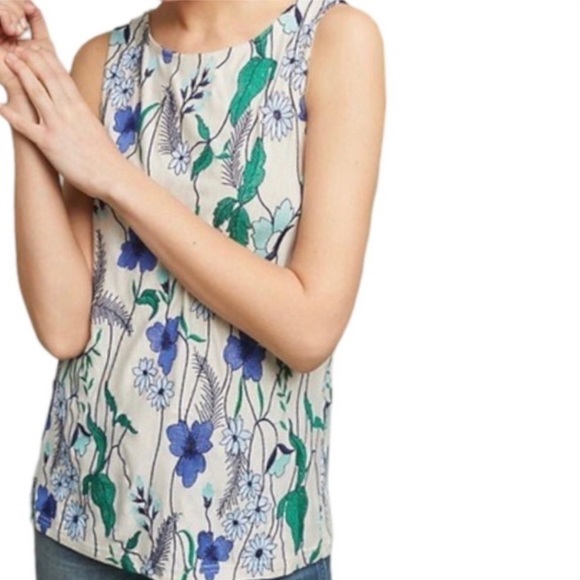 Anthropologie Meadow Rue Cartenga Floral Embroidered Tank Top Medium Boho Spring - Picture 2 of 7